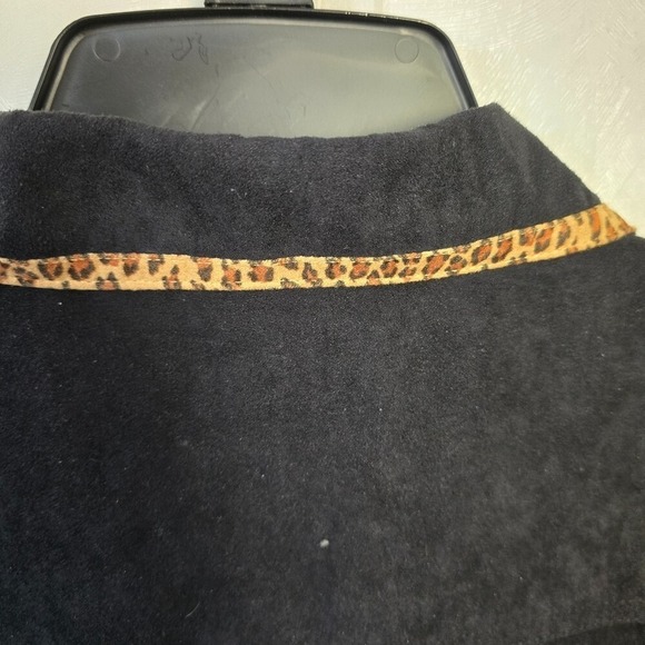 VTG ELCC Womens M Black Shirt Cheetah Suede Button Up  Diva Casual Western Y2K - Picture 7 of 10